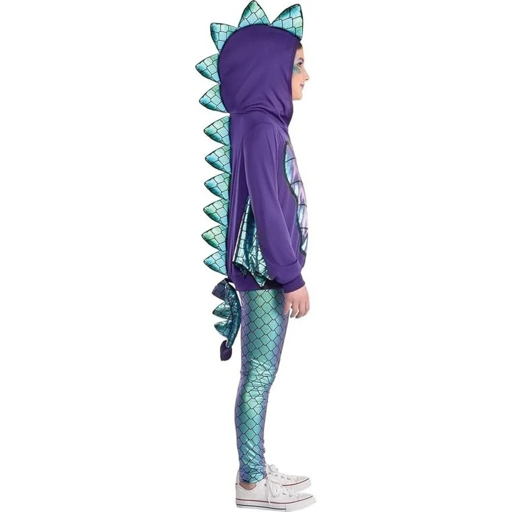 Toddler Dragon Purple turquoise Scales Spikes Wings Tail Hoodie Costume Size 2T